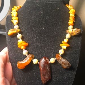 Eggyolk & Russian Amber Necklace